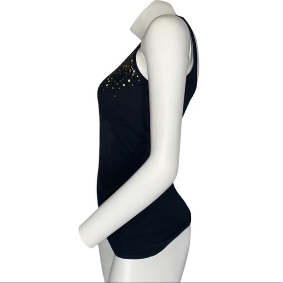 VS Tee Shop Small gold sequin scoop neck black tank - Picture 4 of 5